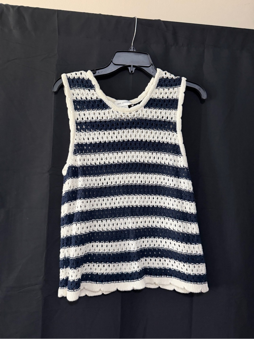Striped Knit Sleeveless Top - Navy & Cream